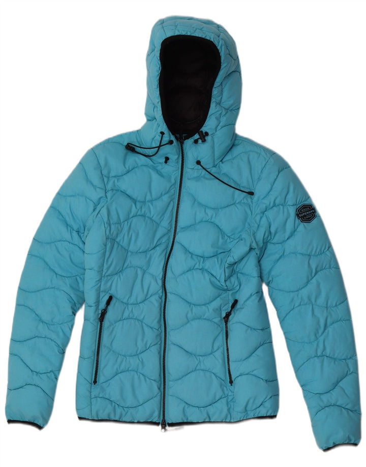 Superdry Chaqueta Acolchada Con Capucha Para Mujer UK 8 Small Poliéster Azul