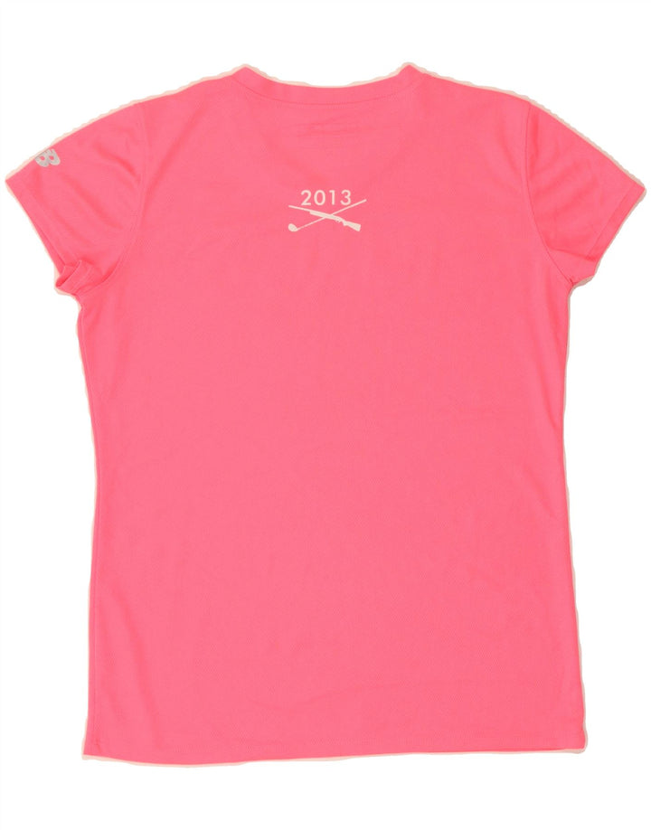 NEW BALANCE Womens Graphic T-Shirt Top UK 12 Medium Pink Polyester Vintage New Balance and Second-Hand New Balance from Messina Hembry 