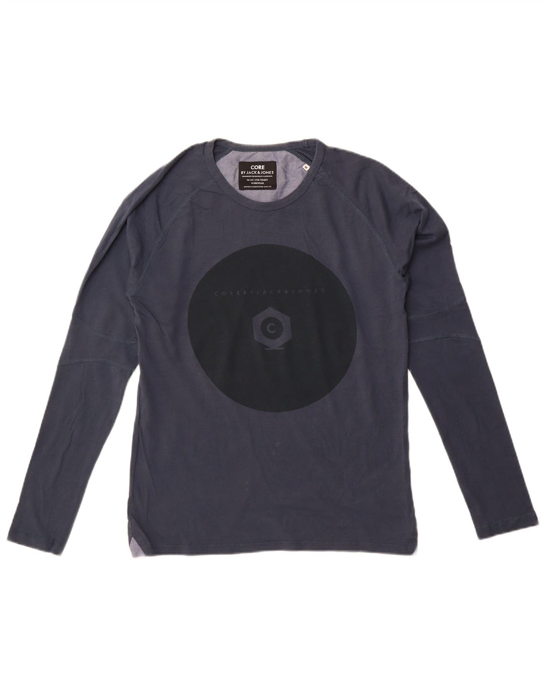 Jack & Jones Hombre Top Gráfico Manga Larga Azul Marino Medio