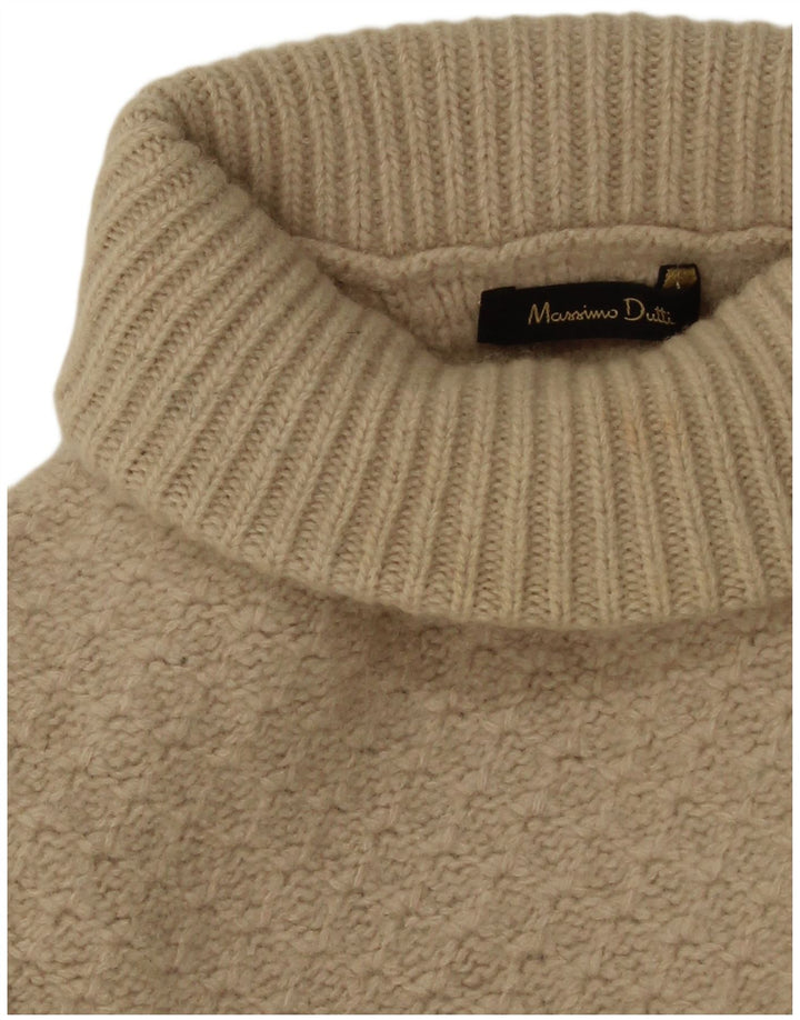 Massimo Dutti Jersey con cuello vuelto para mujer UK 44 Large Beige Geométrico