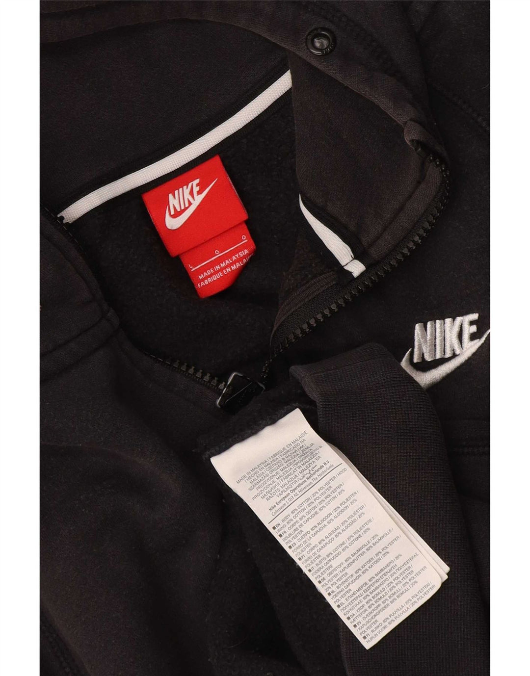 Nike - Sudadera con capucha y cremallera para hombre, talla grande, algodón negro