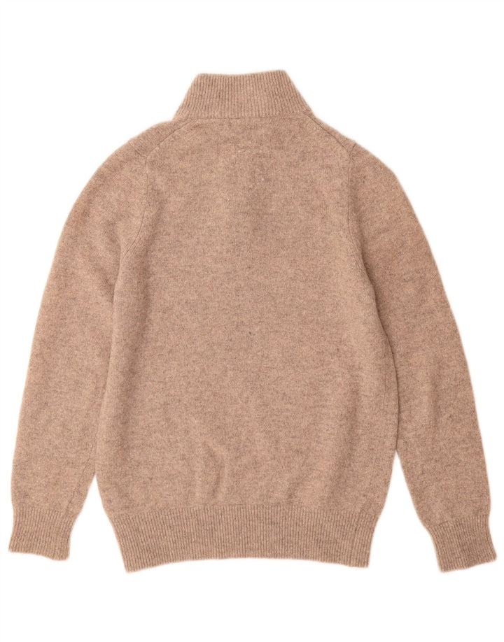 Marks & Spencer Jersey con cuello y cremallera para hombre, talla pequeña, lana beige