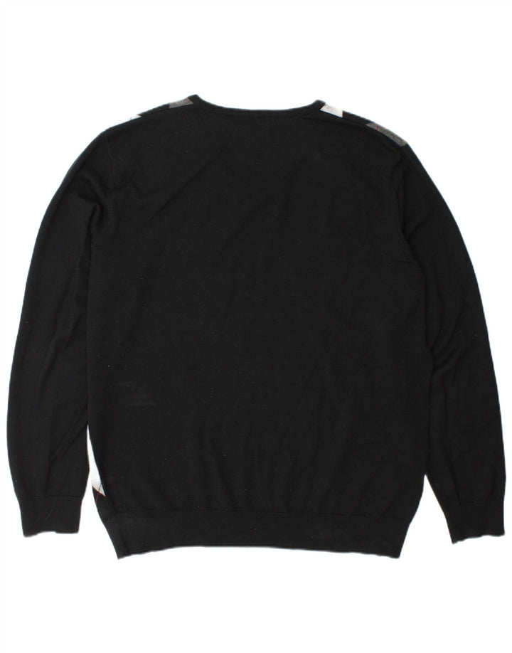Fred Perry Jersey Con Cuello En V Para Hombre XL Black Argyle/Diamond Wool
