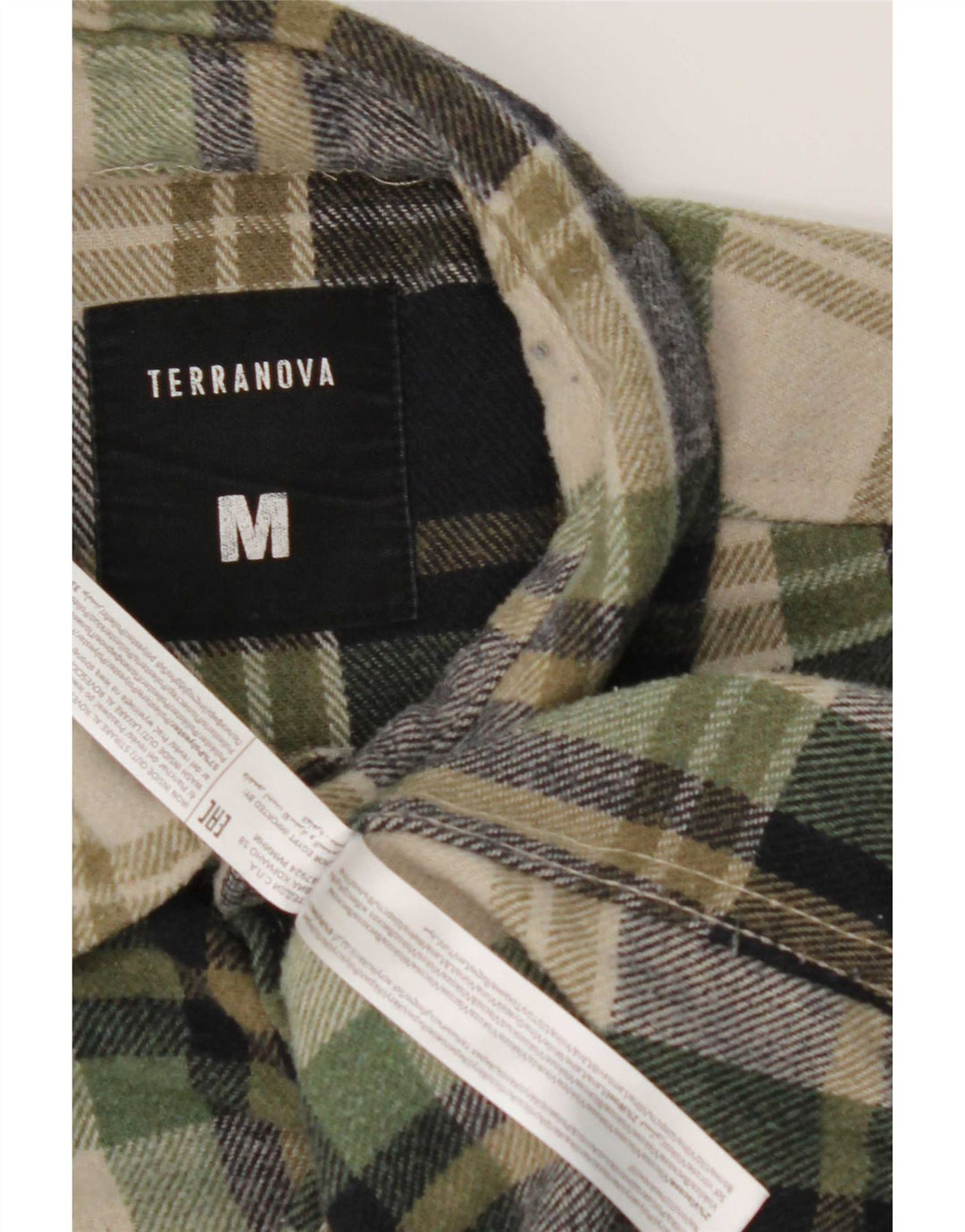 Terranova Camisa De Franela Hombre Mediana Cuadros Multicolor Poliéster