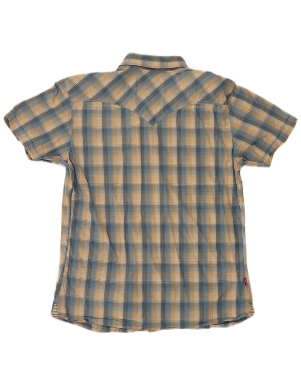LEVI'S Camisa Manga Corta Azul Medio Algodón A Cuadros