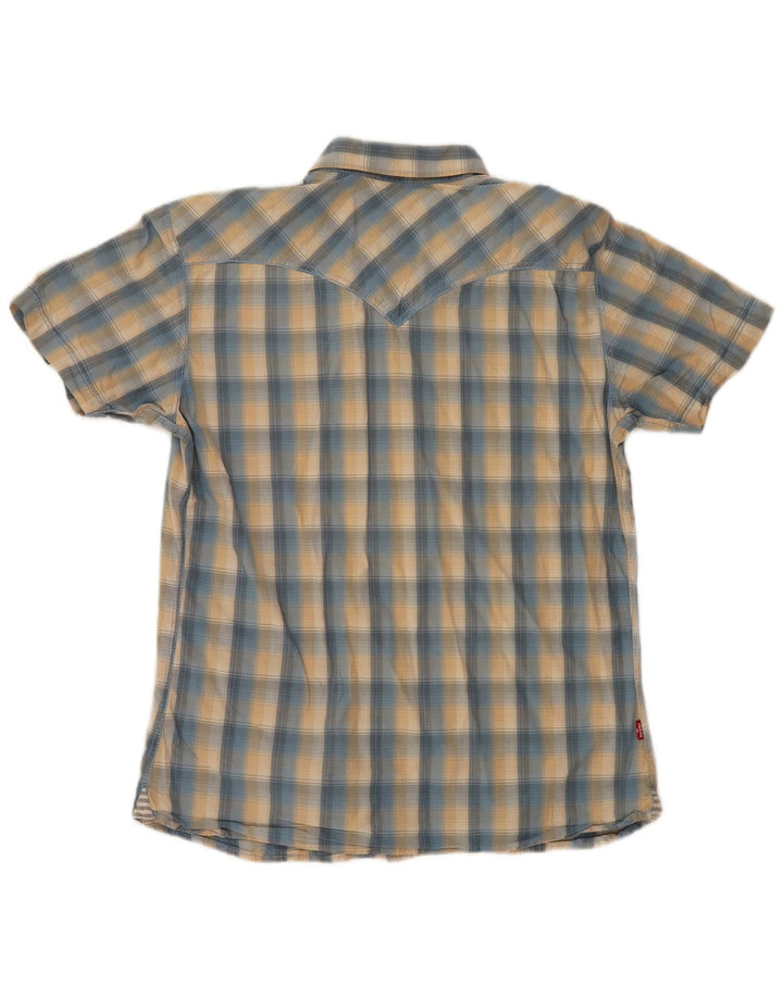 LEVI'S Camisa Manga Corta Azul Medio Algodón A Cuadros