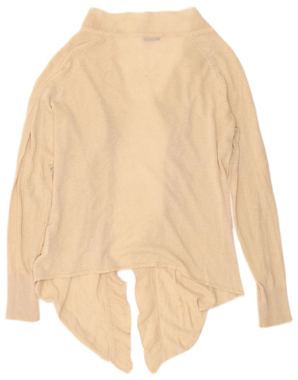 Marella Suéter tipo cárdigan abierto para mujer UK 10 Small Beige Linen