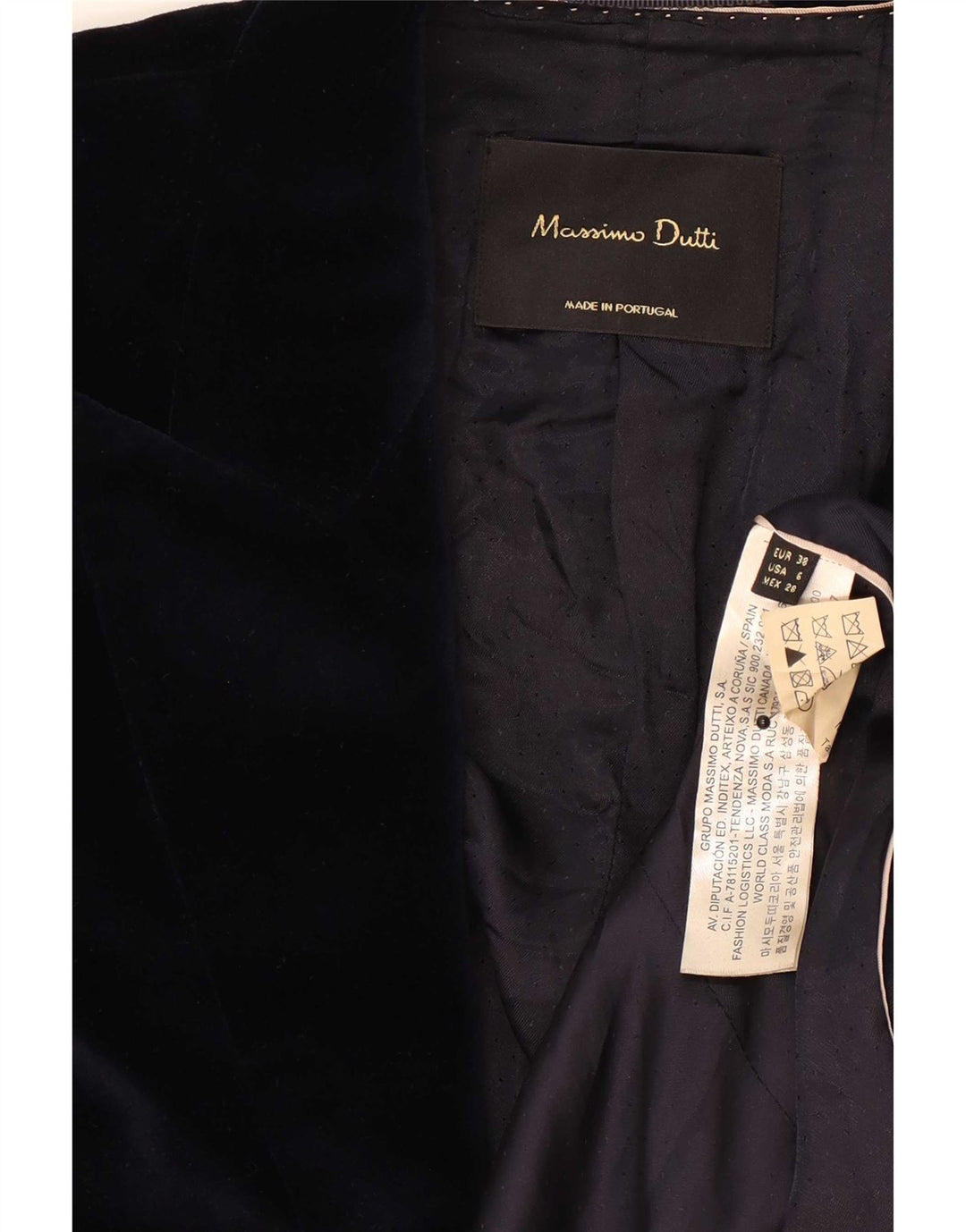 Massimo Dutti Chaqueta Blazer De Terciopelo De 1 Botón Para Mujer EU 38 Small Azul Marino