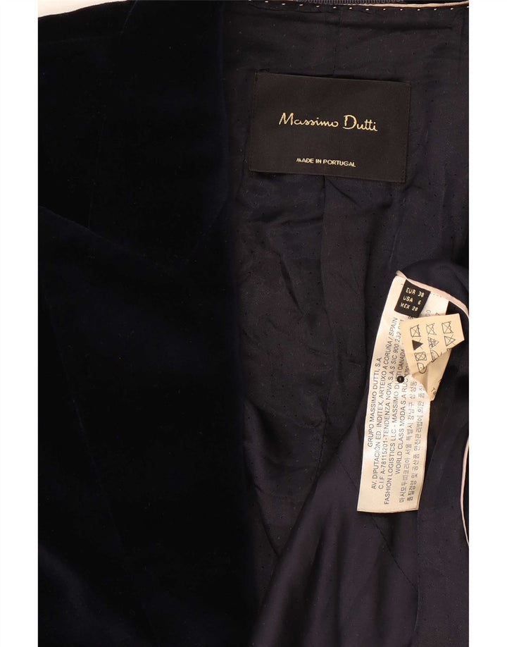 Massimo Dutti Chaqueta Blazer De Terciopelo De 1 Botón Para Mujer EU 38 Small Azul Marino