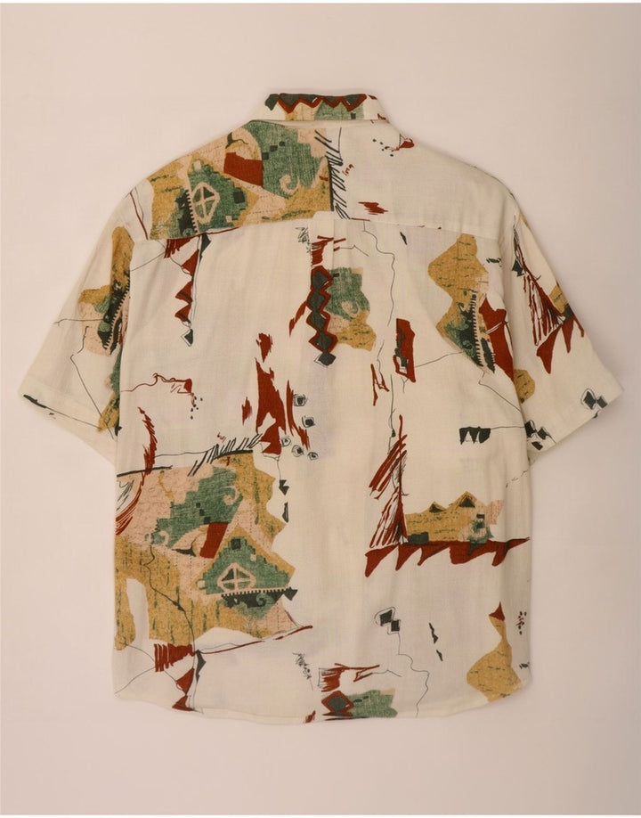 Angelo Litrico Camisa con estampado abstracto para hombre, talla 41/42, grande, blanco roto