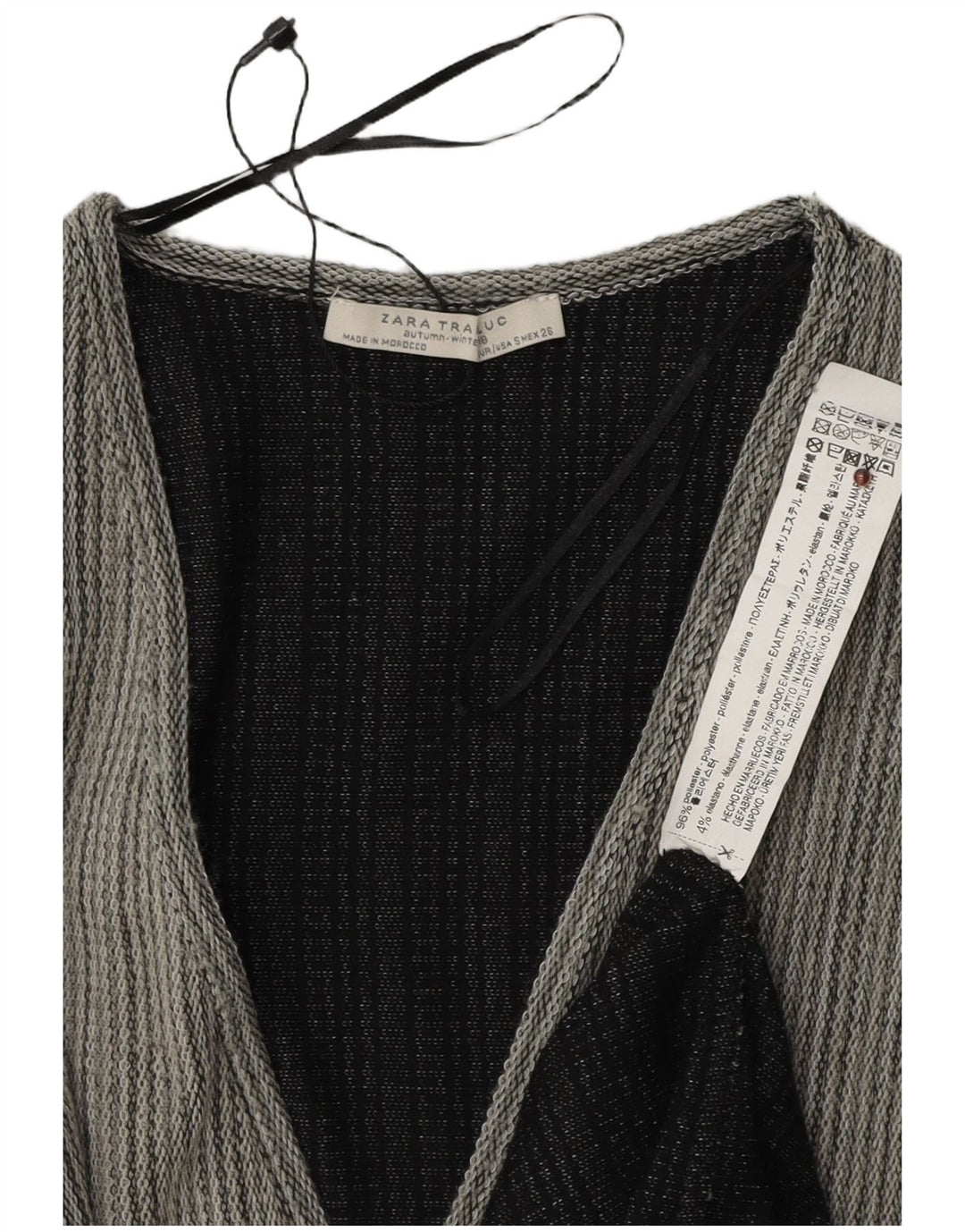 Zara Vestido largo extragrande para mujer, talla 40, poliéster a rayas, color gris pequeño