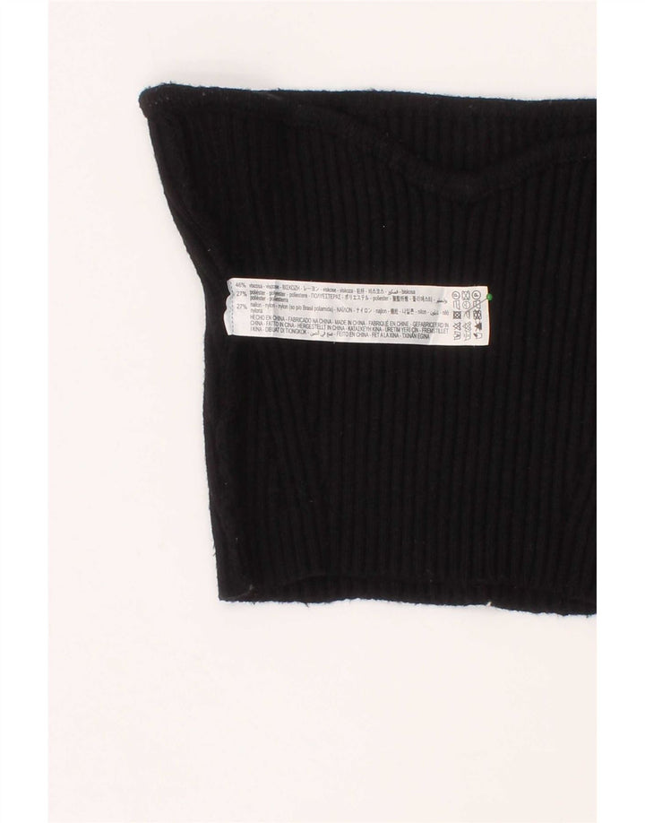 Zara Mujer Crop Top Con Hombros Descubiertos Small Viscosa Negro