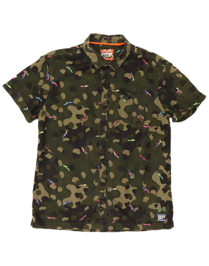 Superdry Camisa De Manga Corta Box Fit De Algodón Camuflaje Caqui Medio