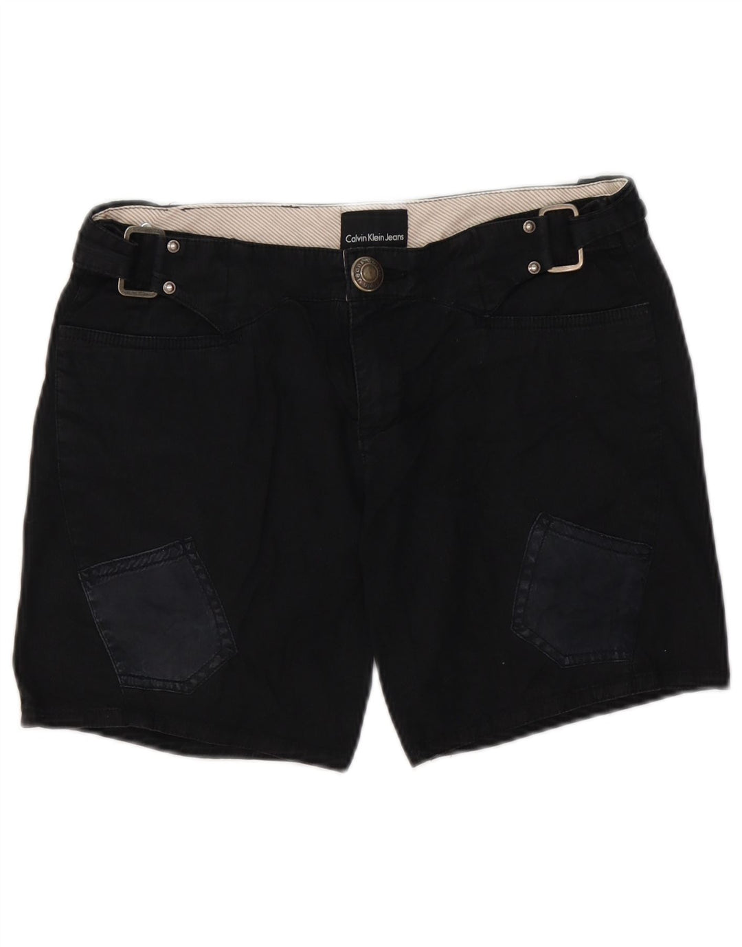 CALVIN KLEIN Shorts cargo gráficos para mujer W28 Algodón negro mediano