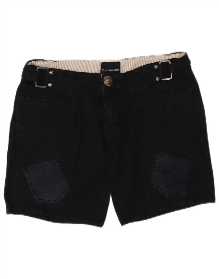 CALVIN KLEIN Shorts cargo gráficos para mujer W28 Algodón negro mediano