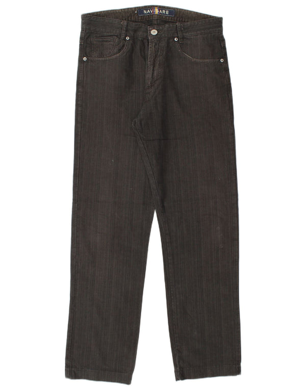 Navigare Pantalones casuales rectos para hombre IT 48 Medium W32 L31 Black Chevron
