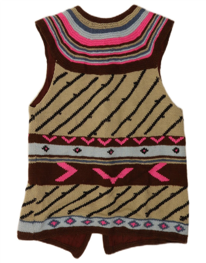 Vintage mujer Cardigan suéter Reino Unido 14 medio multicolor geométrico