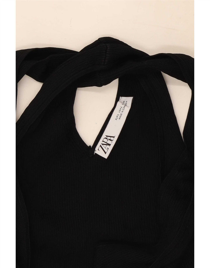 Zara Mujer Crop Halter Top Reino Unido 44 Grande Negro