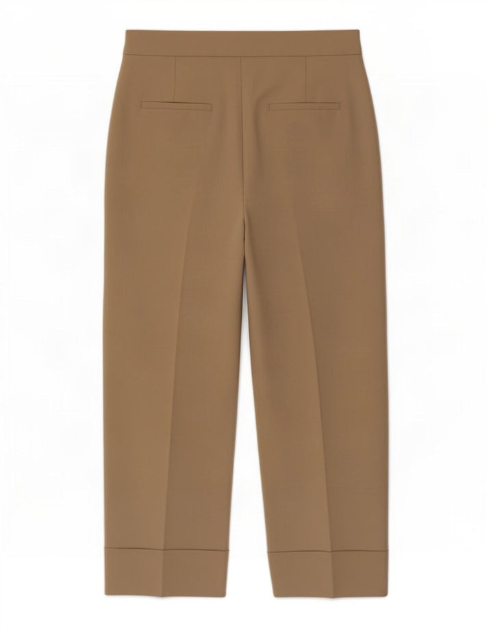 Zara Mujer Pantalón Traje Recto Mediano W28 L27 Beige Poliéster
