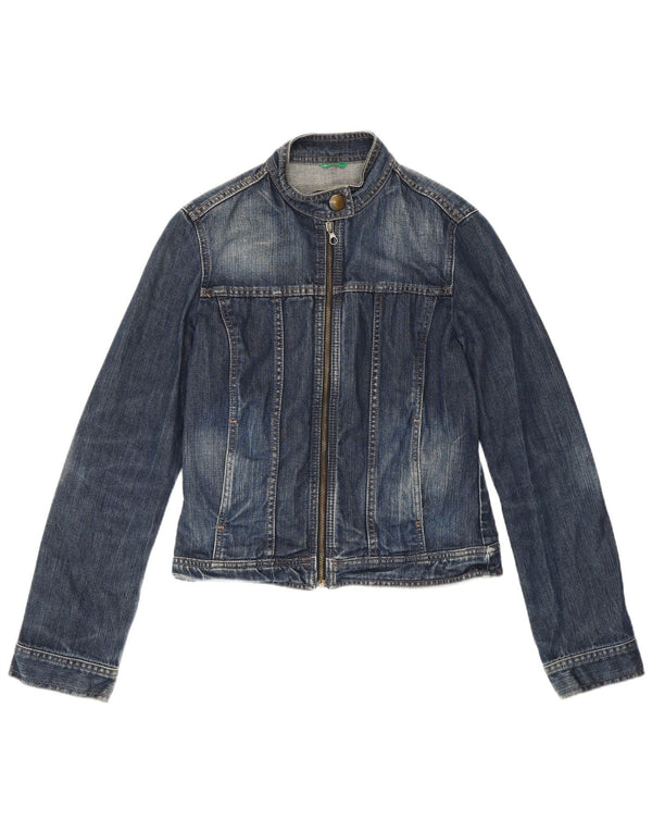 Benetton Chaqueta Vaquera Mujer UK 8 Small Algodón Azul