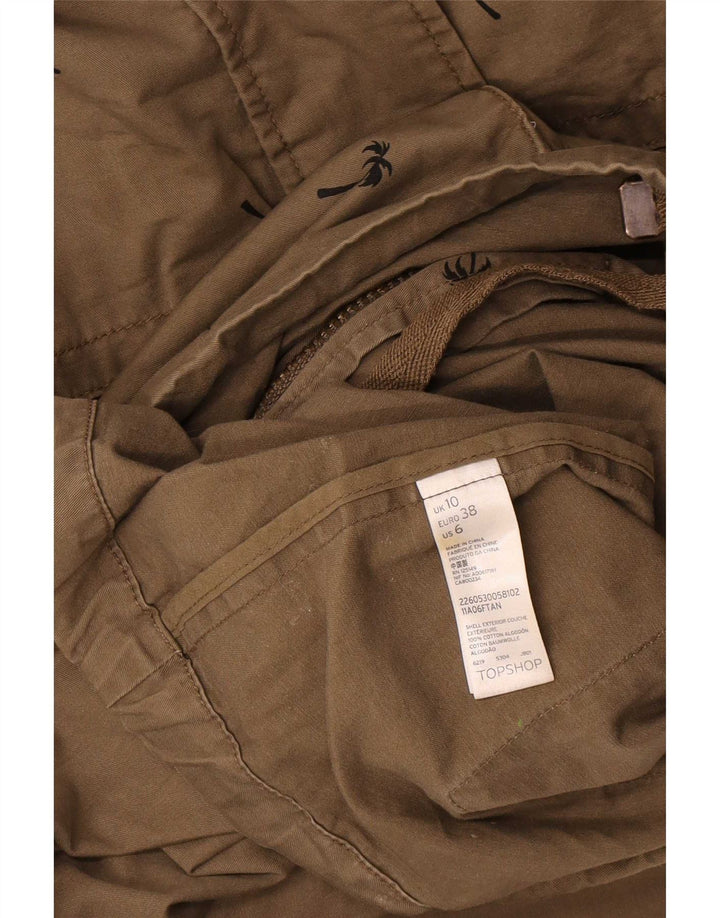 Topshop Chaqueta utilitaria de gran tamaño con estampado abstracto para mujer, talla 10, color caqui
