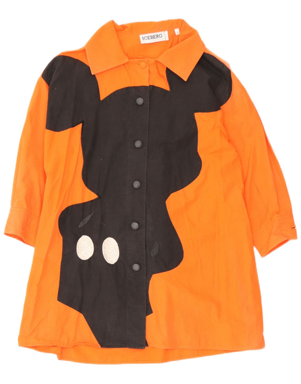 Iceberg Blusa tipo camisa con gráfico extragrande para mujer IT 40 Small Orange