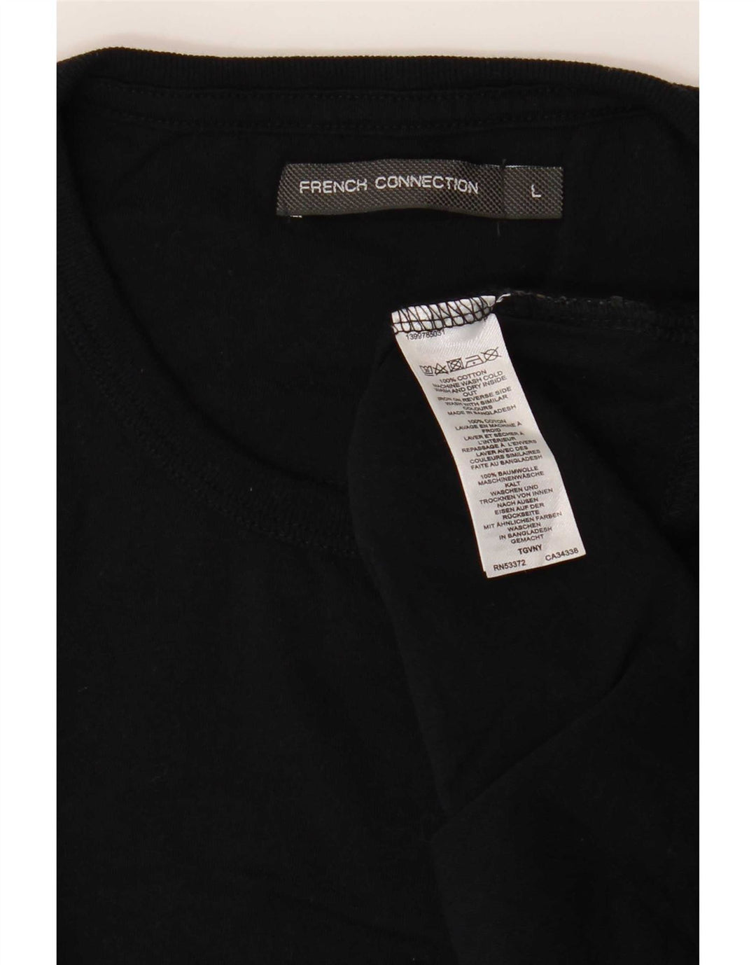 French Connection - Camiseta para hombre, talla grande, algodón negro
