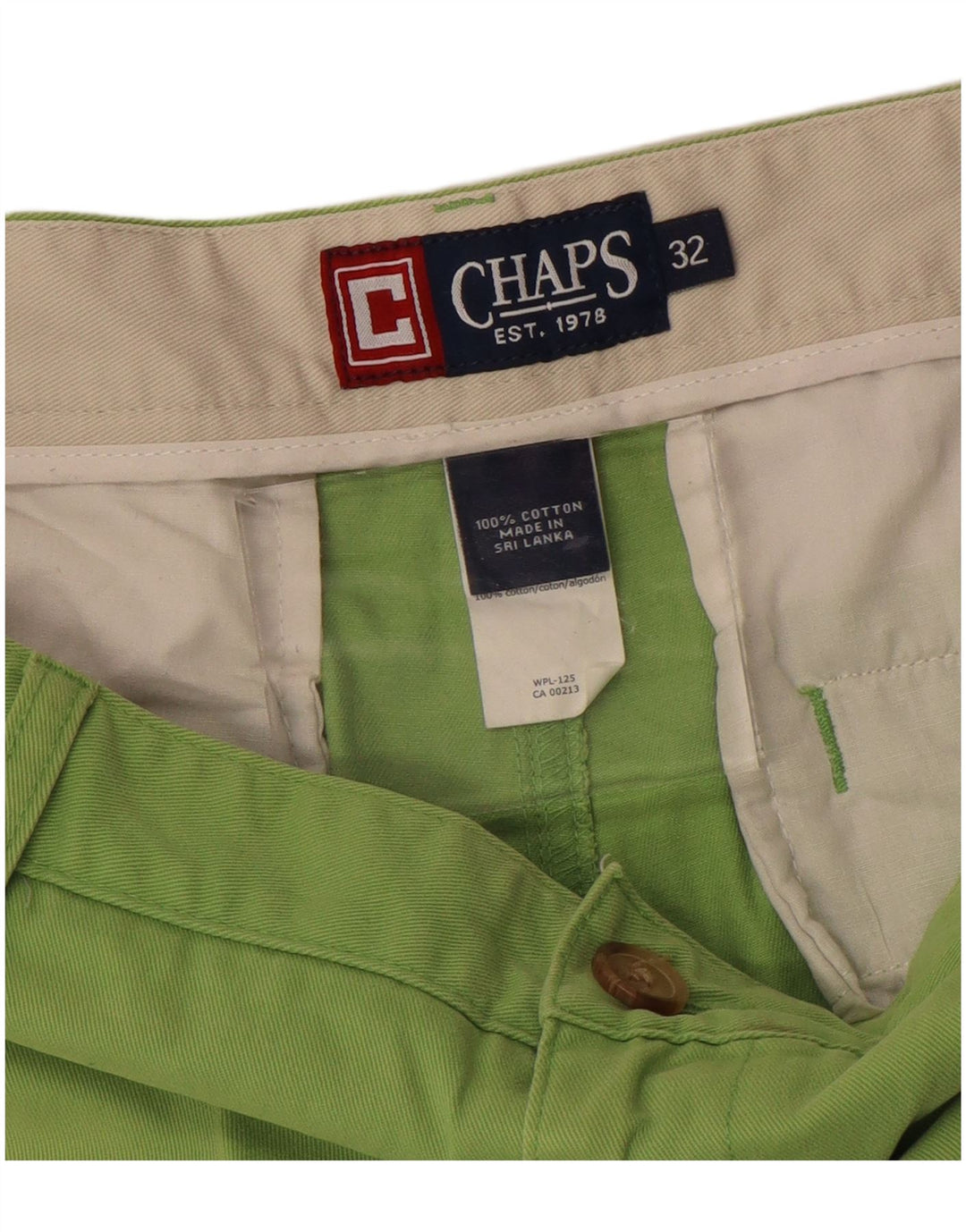 CHAPS Pantalones cortos chinos para hombre W32 Algodón verde medio