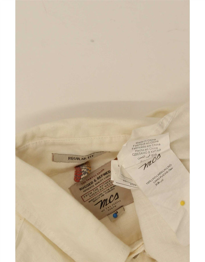 Marlboro Classics Camisa Regular Fit para Hombre Lino Blanco Roto Mediano