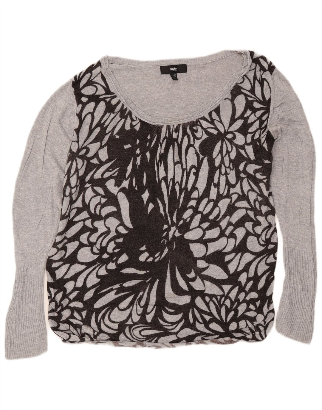 MOSSIMO Suéter Corto con Cuello Barco para Mujer UK 40/40 Grande Gris Floral