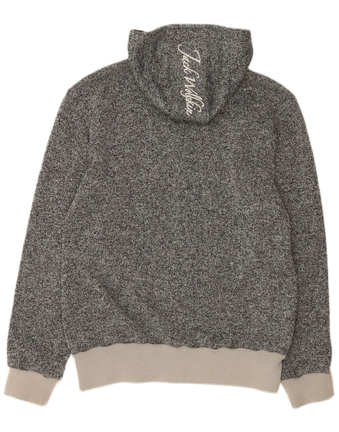 Jack Wolfskin Suéter con capucha y cremallera gráfica para hombre Poliéster moteado gris grande