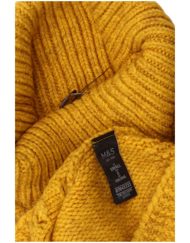 MARKS & SPENCER Suéter corto con cuello vuelto para mujer UK 10 Small Yellow