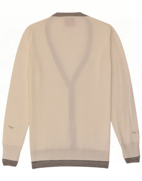 Sun68 Suéter tipo cárdigan para mujer UK 44 Grande Algodón blanco
