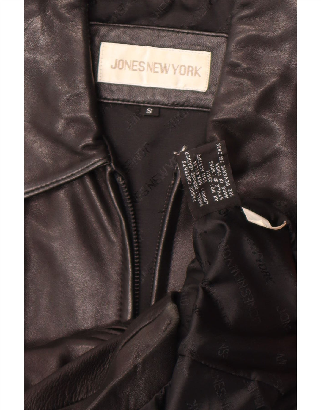 Jones New York Chaqueta de cuero para mujer UK 10 Small Cuero negro