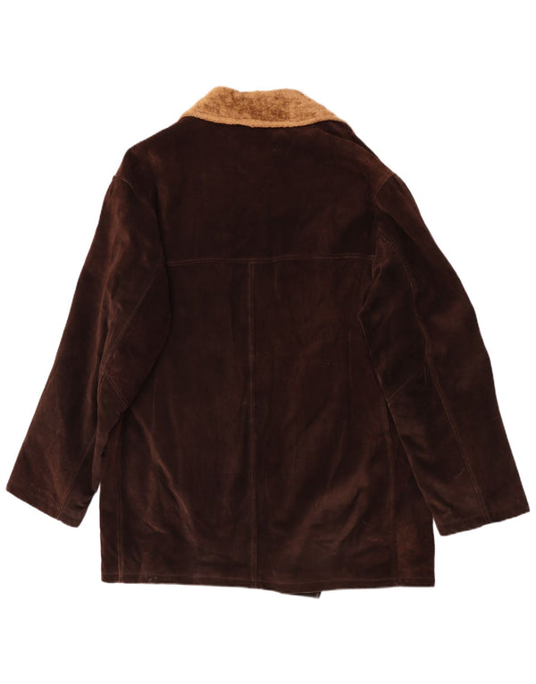 Abrigo vintage de ante para hombre IT 52 XL cuero marrón