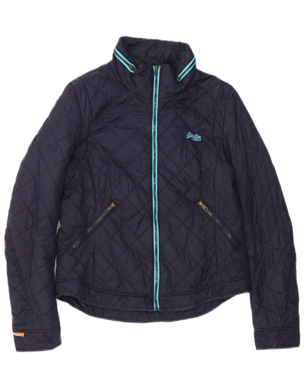 Superdry Chaqueta acolchada con capucha para mujer UK 44 Large Nylon azul marino