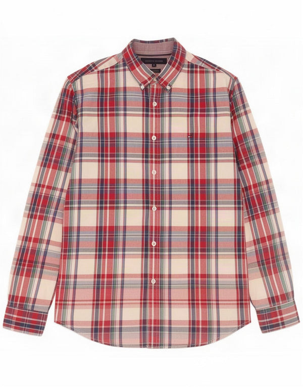 Tommy Hilfiger Camisa New York Fit para hombre Medium Red Check Cotton