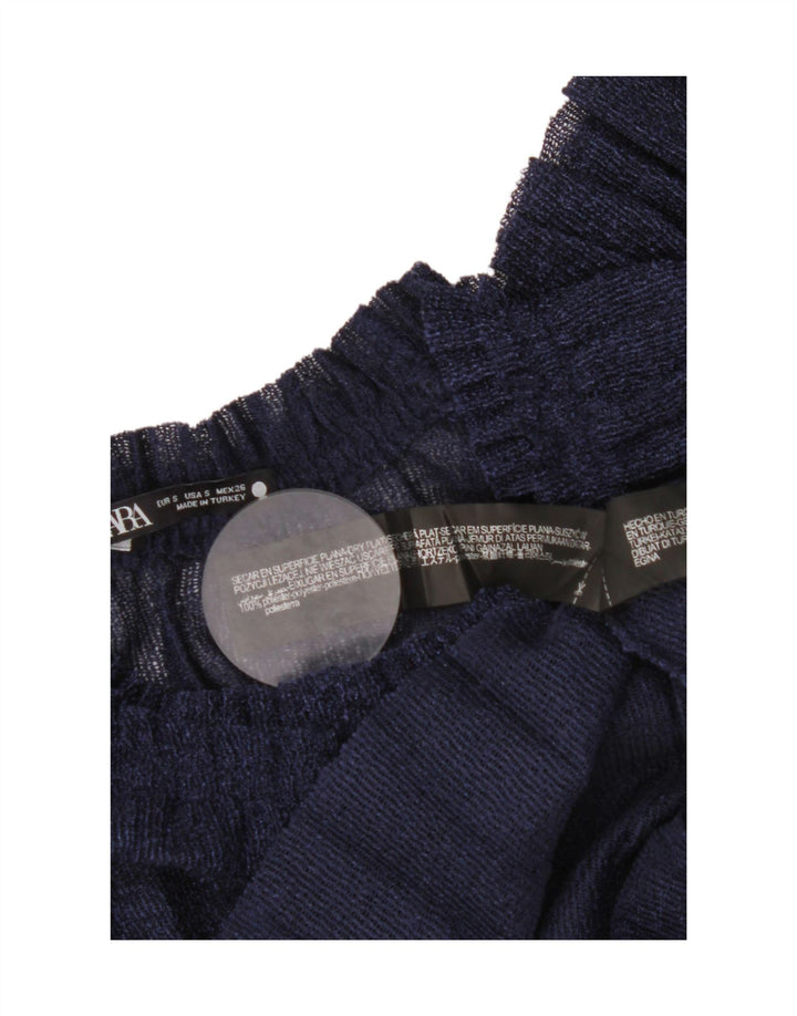 Zara Blusa extragrande de manga larga para mujer UK 10 Small Azul marino