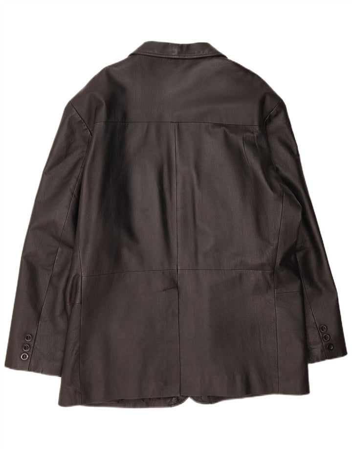 Vintage hombres 3 botones cuero Blazer chaqueta Reino Unido 42 XL cuero negro
