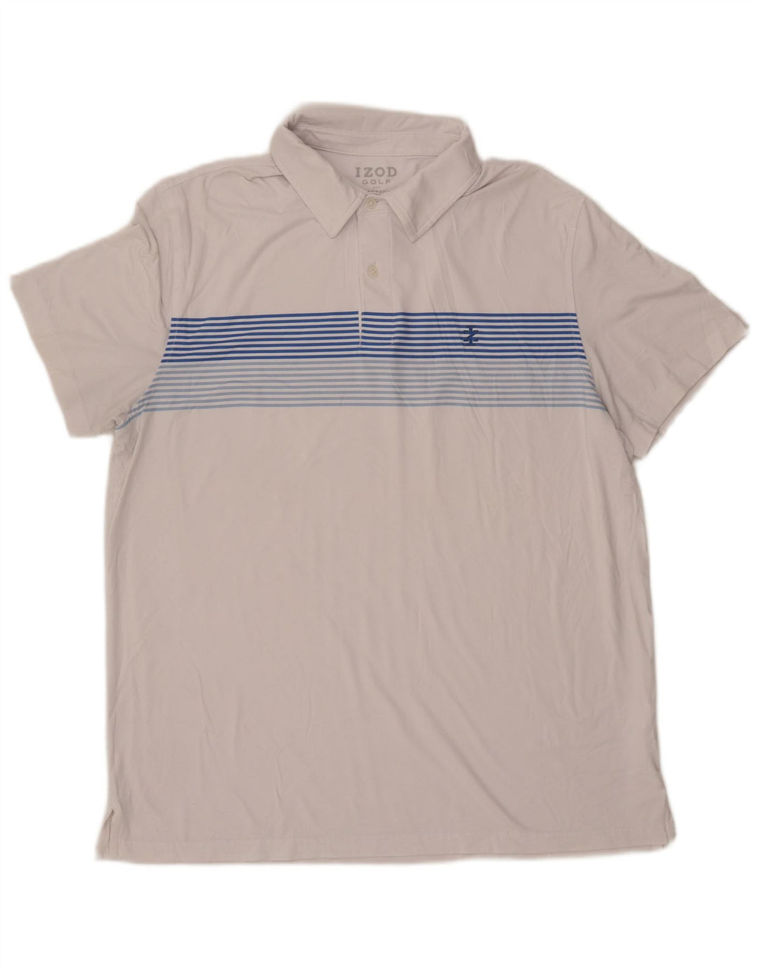 IZOD Polo para hombre de poliéster a rayas blancas grandes