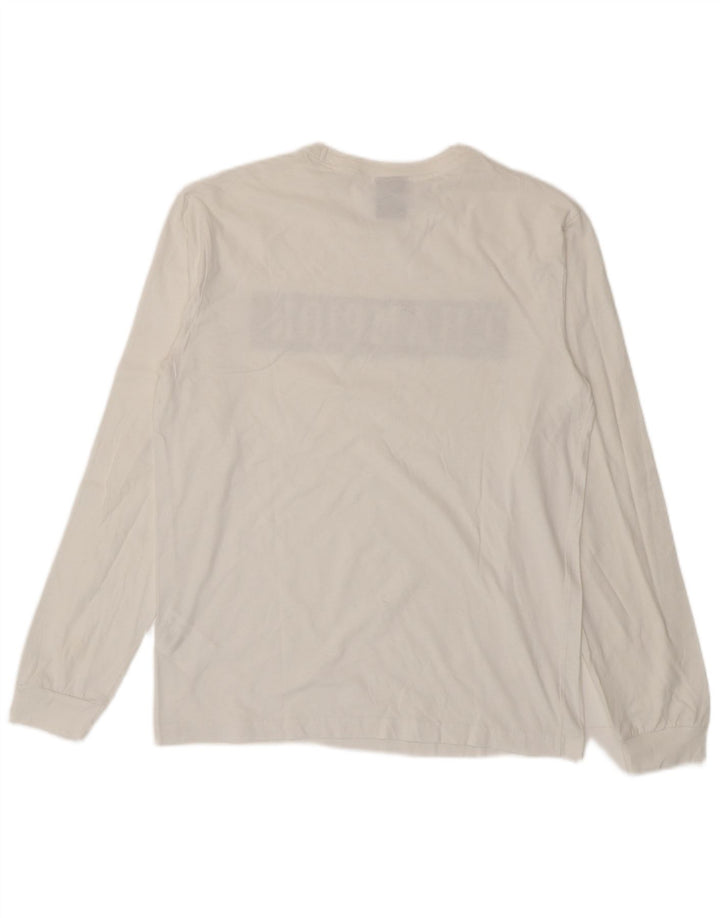 Champion Top gráfico para hombre de manga larga de algodón blanco grande