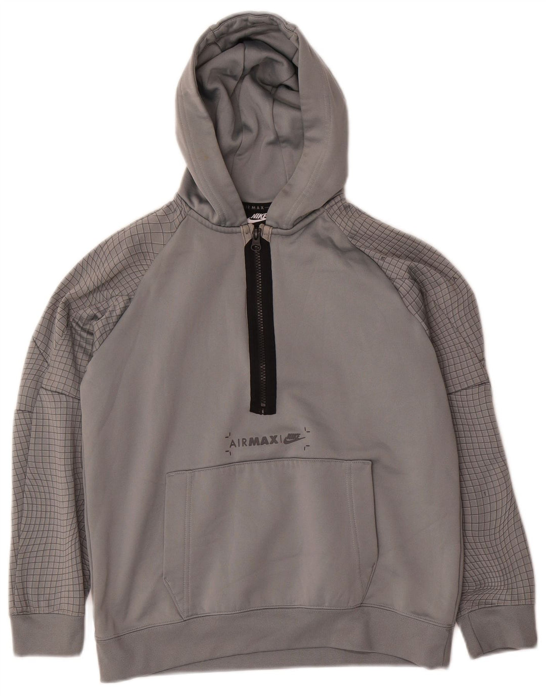 NIKE Sudadera con capucha gráfica para niños 12-13 años Grande Gris Cuadros Poliéster