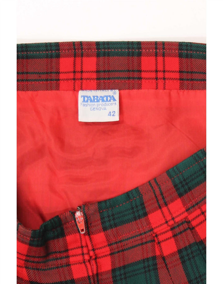 Falda lápiz vintage para mujer IT 42 Mediana W27 Lana a cuadros rojos