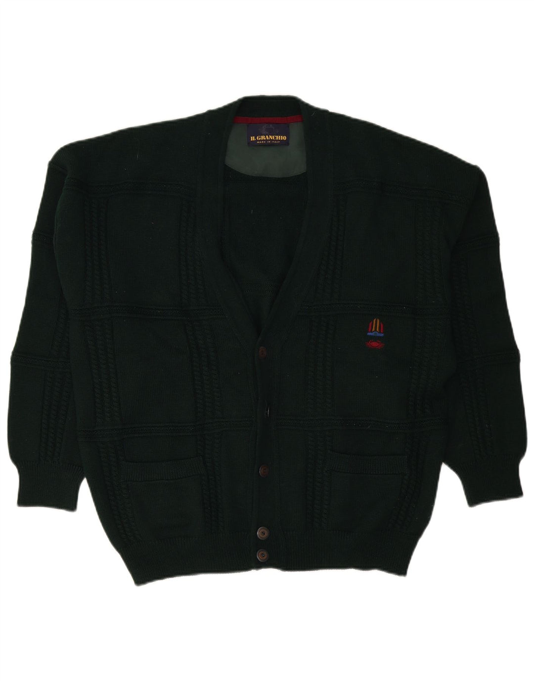 Il Granchio Cárdigan Hombre XL Lana Verde