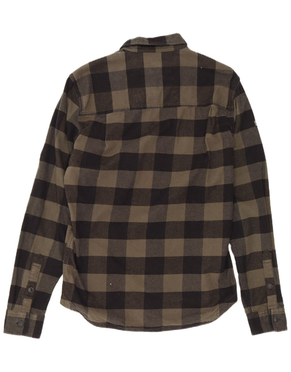 Superdry Mens Lumberjack Flannel Shirt Medium Khaki Gingham Cotton