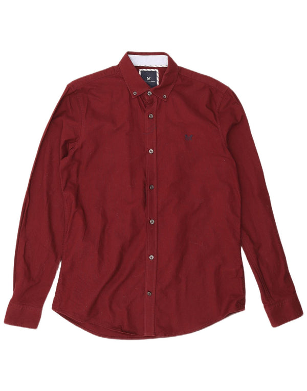 Crew Clothing Camisa ajustada para hombre Algodón burdeos medio