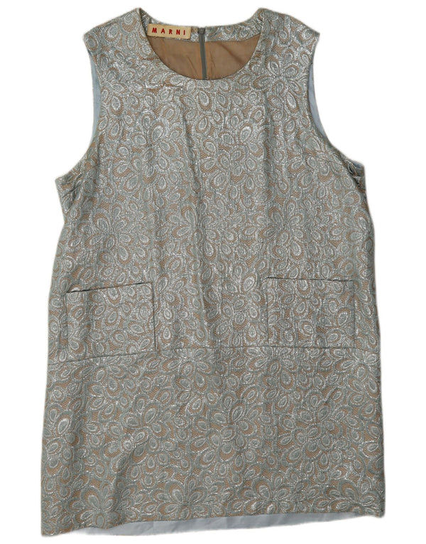 Marni Vestido recto sin mangas para mujer UK 46 Large Silver Floral