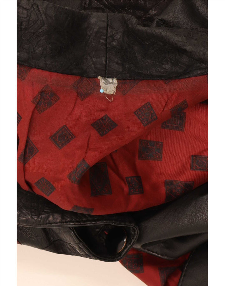 Vintage mujer chaqueta de cuero de gran tamaño Reino Unido 10 pequeño negro