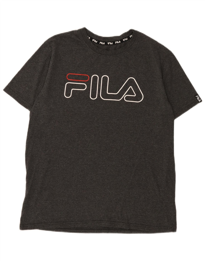 Fila - Camiseta gráfica para hombre, talla grande, poliéster gris