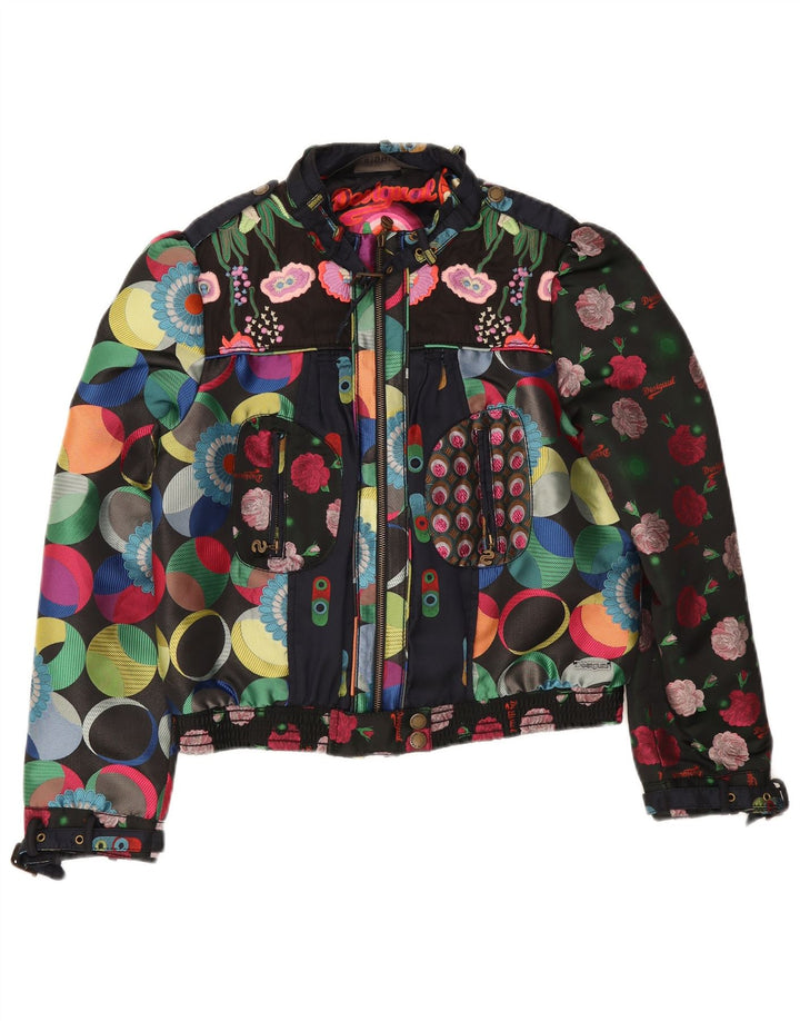 Desigual Mujer Chaqueta Bomber Corta Con Estampado Abstracto EU 46 XL Multicolor